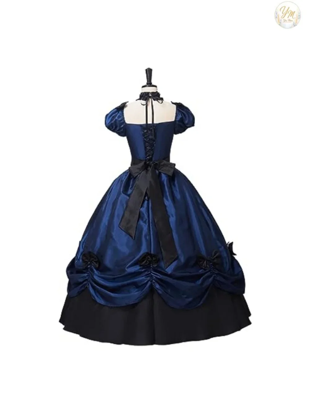 Gothic Victorian Dress Ball Gown Floral Lolita Corset Neckwear Puff Sleeve Long